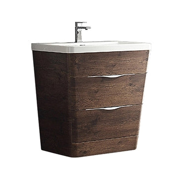 Fresca Milano 32" Rosewood Modern Bathroom Cabinet w/ Integrated Sink