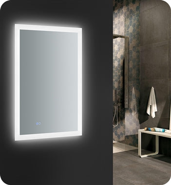 Fresca Angelo 24" Wide x 36" Tall Bathroom Mirror w/ Halo Style LED Lighting and Defogger