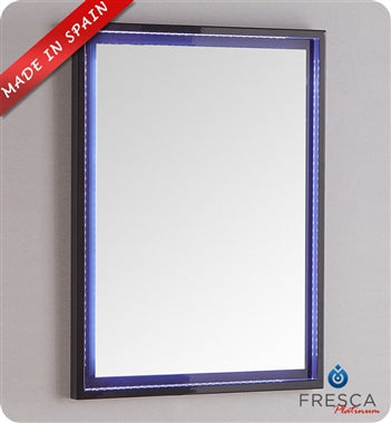 Fresca Platinum Wave 40" Glossy White Bathroom Mirror w/ LED Lighting & Fog-Free System