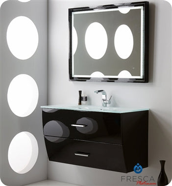 Fresca Platinum Wave 32" Glossy White Modern Bathroom Vanity