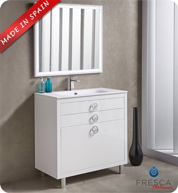 Fresca Platinum Due 36" Glossy Cobalt Bathroom Vanity