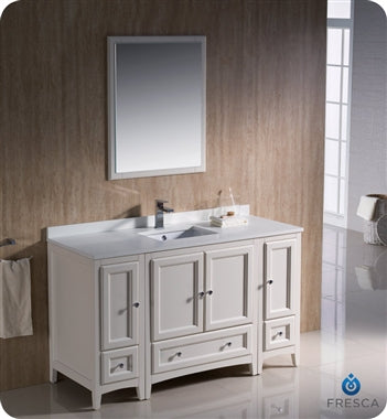 Fresca Oxford 54" Antique White Traditional Bathroom Vanity