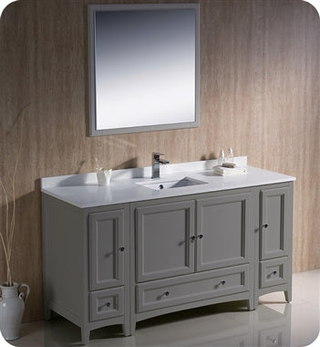 Fresca Oxford 60" Gray Traditional Bathroom Vanity