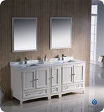 Fresca Oxford 72" Antique White Traditional Double Sink Bathroom Vanity