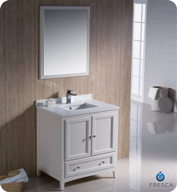 Fresca Oxford 30" Antique White Traditional Bathroom Vanity