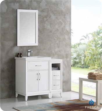 Fresca Cambridge 36" White Traditional Bathroom Vanity w/ Mirror