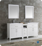 Fresca Cambridge 72" White Double Sink Traditional Bathroom Vanity w/ Mirrors