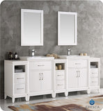 Fresca Cambridge 84" White Double Sink Traditional Bathroom Vanity w/ Mirrors