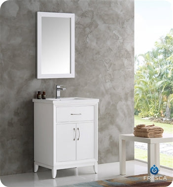 Fresca Cambridge 24" White Traditional Bathroom Vanity w/ Mirror