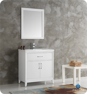 Fresca Cambridge 30" White Traditional Bathroom Vanity w/ Mirror