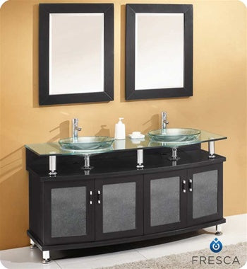 Fresca Contento 60" Espresso Double Sink Modern Bathroom Vanity w/ Mirrors