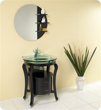 Fresca Simpatico 26" Espresso Modern Bathroom Vanity w/ Mirror & Shelves