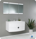 Fresca Energia 36" White Modern Bathroom Vanity w/ Three Panel Folding Mirror