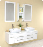 Fresca Bellezza 59" White Modern Double Vessel Sink Bathroom Vanity