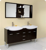 Fresca Vetta 60" Espresso Modern Double Sink Bathroom Vanity w/ Mirror