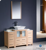 Fresca Torino 48" Light Oak Modern Bathroom Vanity w/ 2 Side Cabinets & Vessel Sink
