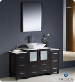 Fresca Torino 54" Espresso Modern Bathroom Vanity w/ 2 Side Cabinets & Vessel Sink