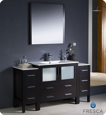 Fresca Torino 60" Espresso Modern Bathroom Vanity w/ 2 Side Cabinets & Integrated Sink