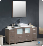 Fresca Torino 60" Gray Oak Modern Bathroom Vanity w/ 2 Side Cabinets & Vessel Sink