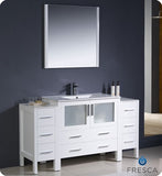 Fresca Torino 60" White Modern Bathroom Vanity w/ 2 Side Cabinets & Integrated Sink