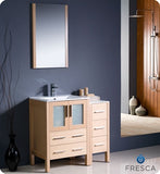 Fresca Torino 36" Light Oak Modern Bathroom Vanity w/ Side Cabinet & Integrated Sink