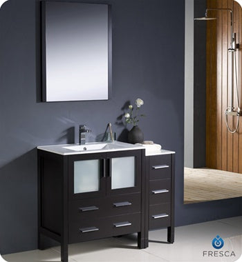 Fresca Torino 42" Espresso Modern Bathroom Vanity w/ Side Cabinet & Integrated Sink