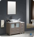 Fresca Torino 42" Gray Oak Modern Bathroom Vanity w/ Side Cabinet & Vessel Sink