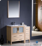 Fresca Torino 42" Light Oak Modern Bathroom Vanity w/ Side Cabinet & Integrated Sink