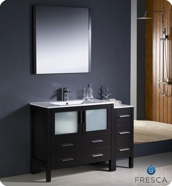 Fresca Torino 48" Espresso Modern Bathroom Vanity w/ Side Cabinet & Integrated Sink