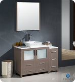 Fresca Torino 48" Gray Oak Modern Bathroom Vanity w/ Side Cabinet & Vessel Sink