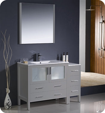 Fresca Torino 48" Gray Modern Bathroom Vanity w/ Side Cabinet & Integrated Sink