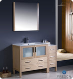 Fresca Torino 48" Light Oak Modern Bathroom Vanity w/ Side Cabinet & Integrated Sink