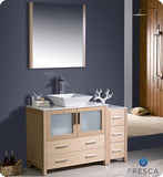 Fresca Torino 48" Light Oak Modern Bathroom Vanity w/ Side Cabinet & Vessel Sink