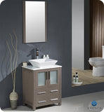 Fresca Torino 24" Gray Oak Modern Bathroom Vanity w/ Vessel Sink
