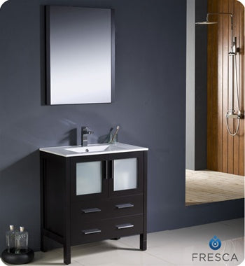 Fresca Torino 30" Espresso Modern Bathroom Vanity w/ Integrated Sink