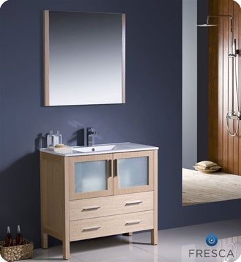 Fresca Torino 36" Light Oak Modern Bathroom Vanity w/ Integrated Sink