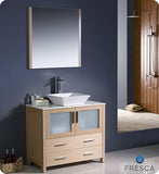 Fresca Torino 36" Light Oak Modern Bathroom Vanity w/ Vessel Sink