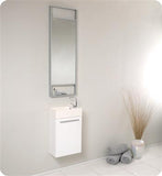Fresca Pulito 16" Small White Modern Bathroom Vanity w/ Tall Mirror