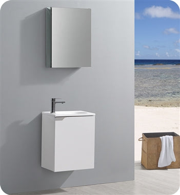 Fresca Valencia 20" Glossy White Wall Hung Modern Bathroom Vanity w/ Medicine Cabinet