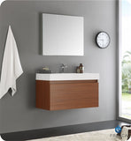 Fresca Mezzo 36" Teak Wall Hung Modern Bathroom Vanity w/ Medicine Cabinet