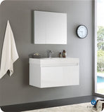 Fresca Mezzo 36" White Wall Hung Modern Bathroom Vanity w/ Medicine Cabinet