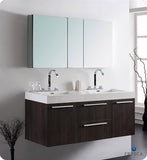 Fresca Opulento 54" Gray Oak Modern Double Sink Bathroom Vanity w/ Medicine Cabinet