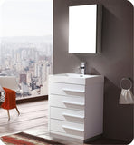 Fresca Livello 24" White Modern Bathroom Vanity w/ Medicine Cabinet