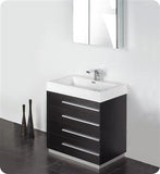 Fresca Livello 30" Black Modern Bathroom Vanity w/ Medicine Cabinet