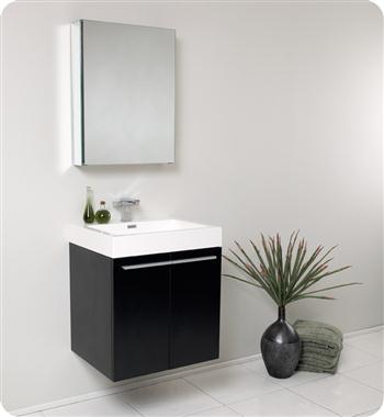 Fresca Alto 23" Black Modern Bathroom Vanity w/ Medicine Cabinet