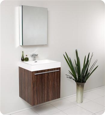 Fresca Alto 23" Walnut Modern Bathroom Vanity w/ Medicine Cabinet