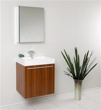 Fresca Alto 23" Teak Modern Bathroom Vanity w/ Medicine Cabinet