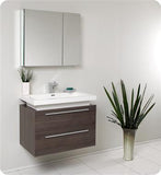 Fresca Medio 32" Gray Oak Modern Bathroom Vanity w/ Medicine Cabinet