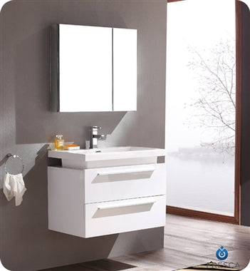 Fresca Medio 32" White Modern Bathroom Vanity w/ Medicine Cabinet