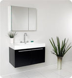 Fresca Vista 36" Black Modern Bathroom Vanity w/ Medicine Cabinet